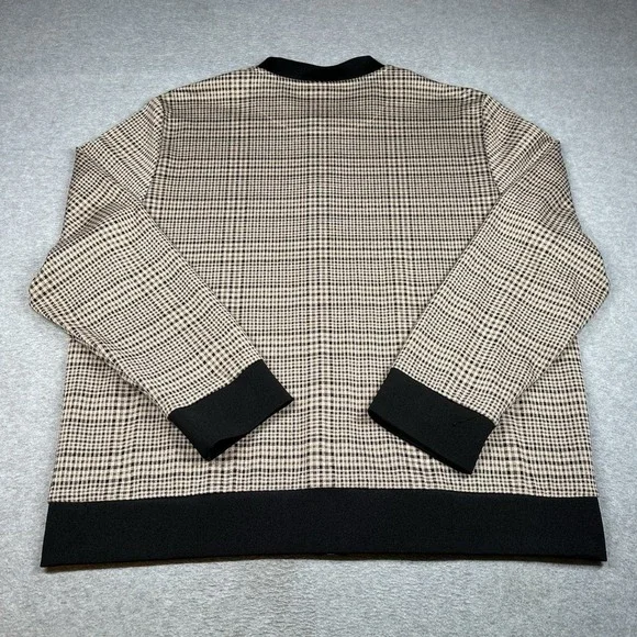 H&M Men's XL Zip-Front Checked Bomber Jacket Beige/Black‎ Trim, Street Casual - Picture 5 of 5